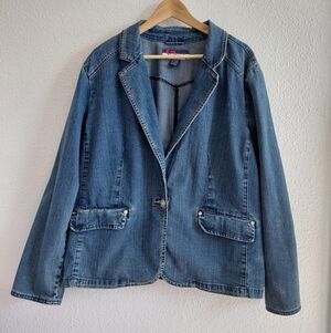 Vintage Mwah Womens Tailored Jeans Cotton Blend Jacket